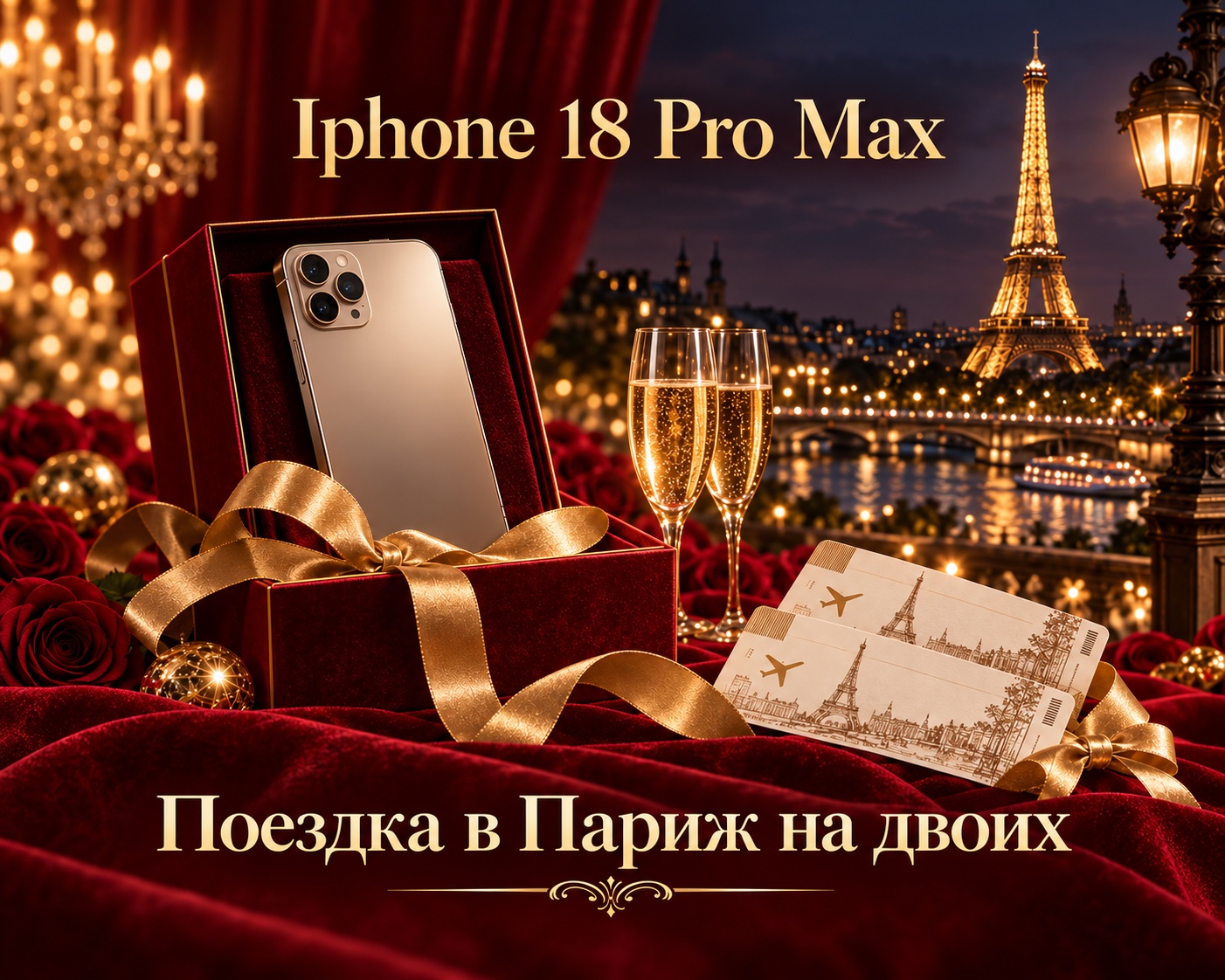Призы лотереи: Iphone 18 Pro Max и поездка в Париж на двоих